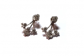 Boucles d'oreilles Dessous de Lobe Fleurs Zircons Argent