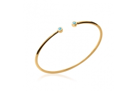 Bracelet Jonc Fin Pierres Turquoises Or Jaune